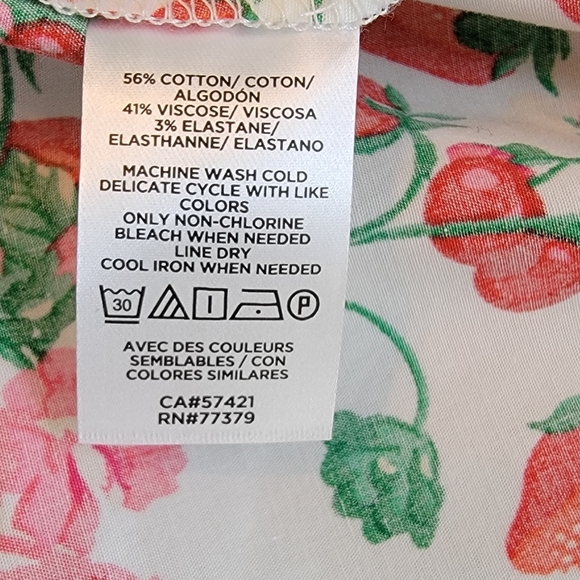 NWT Ann Taylor Strawberry And Cherry White Peplum Tie Back Top Size S - Picture 12 of 12